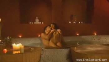 Super hot African lesbians pleasure each other in while taking a bath